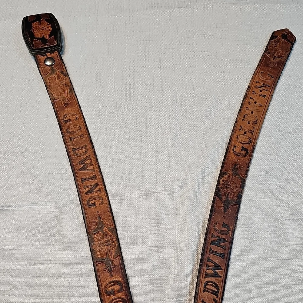 Vintage Honda Gold Wing Hand Tooled Leather Belt Alumaline BB-317 Eagle Buckle